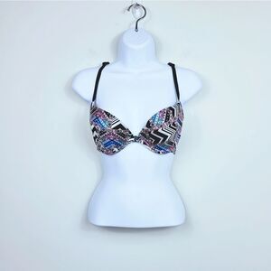 Victoria's Secret Black and Multicolor Geometric Bra NWT